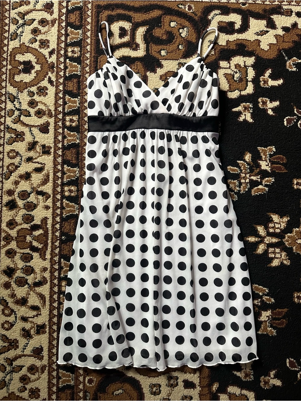 Taboo Black and White Polka Dot Spaghetti-Strap Dress